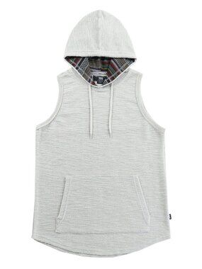 Men's Textured Sleeveless Hoodie Tank Top with Kangaroo Pocket